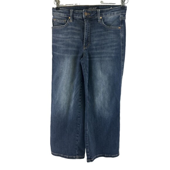 Judy Blue Mid Rise Tummy Control Wide Leg Crop Jeans Denim Stretch Womens 28 / 7 - Picture 3 of 14